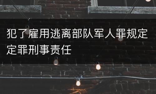 犯了雇用逃离部队军人罪规定定罪刑事责任