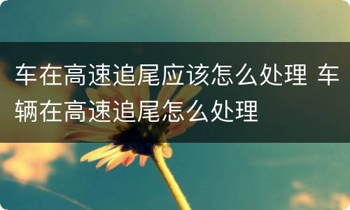 车在高速追尾应该怎么处理 车辆在高速追尾怎么处理