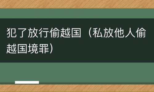 犯了放行偷越国（私放他人偷越国境罪）