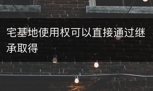 宅基地使用权可以直接通过继承取得