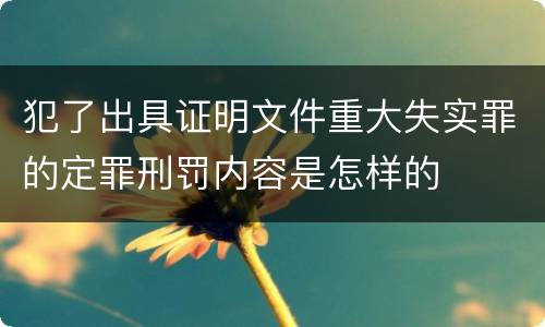 犯了出具证明文件重大失实罪的定罪刑罚内容是怎样的