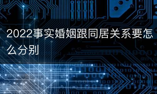2022事实婚姻跟同居关系要怎么分别