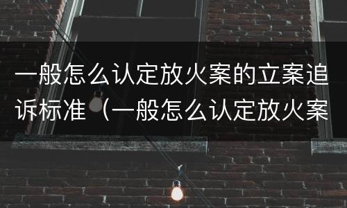 一般怎么认定放火案的立案追诉标准（一般怎么认定放火案的立案追诉标准呢）