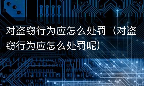 对盗窃行为应怎么处罚（对盗窃行为应怎么处罚呢）