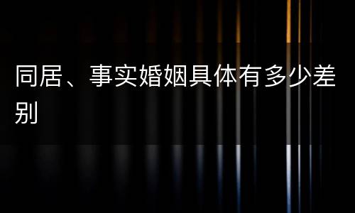 同居、事实婚姻具体有多少差别