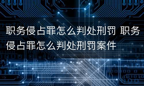 职务侵占罪怎么判处刑罚 职务侵占罪怎么判处刑罚案件