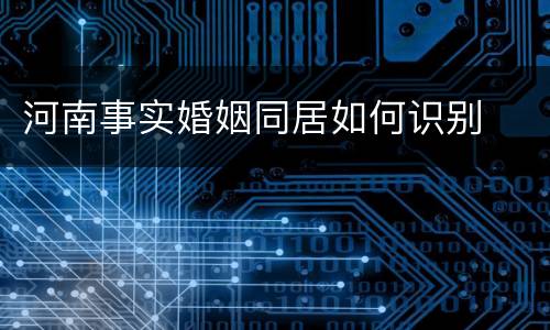 河南事实婚姻同居如何识别