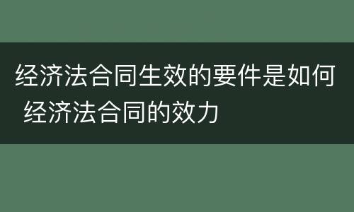 经济法合同生效的要件是如何 经济法合同的效力