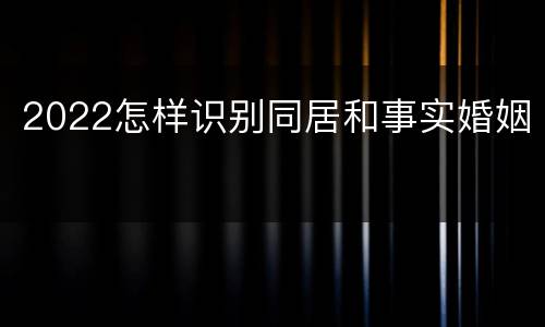 2022怎样识别同居和事实婚姻