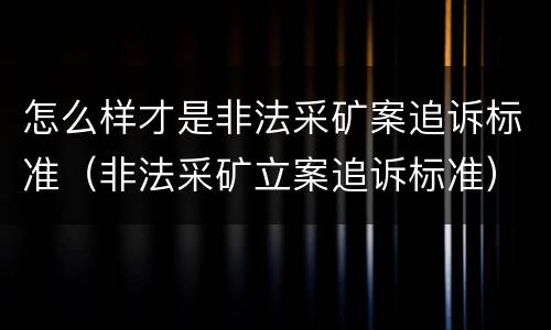 怎么样才是非法采矿案追诉标准（非法采矿立案追诉标准）