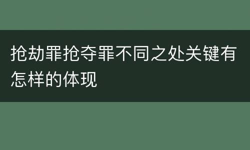 抢劫罪抢夺罪不同之处关键有怎样的体现