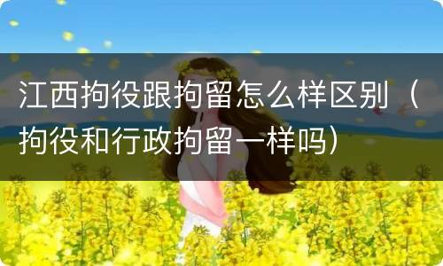 江西拘役跟拘留怎么样区别（拘役和行政拘留一样吗）