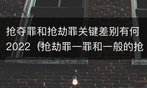 抢夺罪和抢劫罪关键差别有何2022（抢劫罪一罪和一般的抢劫罪）