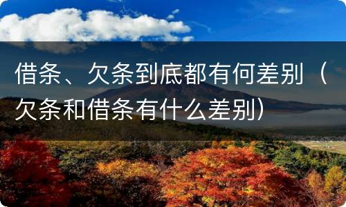 借条、欠条到底都有何差别（欠条和借条有什么差别）
