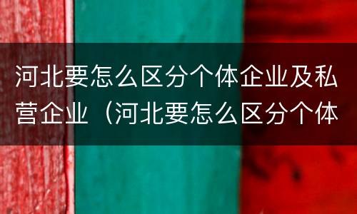 河北要怎么区分个体企业及私营企业（河北要怎么区分个体企业及私营企业呢）
