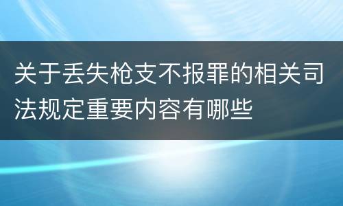 关于丢失枪支不报罪的相关司法规定重要内容有哪些