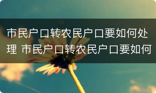 市民户口转农民户口要如何处理 市民户口转农民户口要如何处理呢