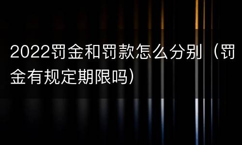 2022罚金和罚款怎么分别（罚金有规定期限吗）
