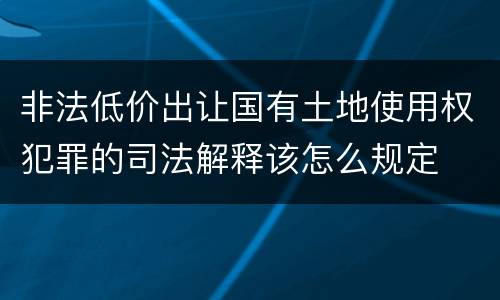 非法低价出让国有土地使用权犯罪的司法解释该怎么规定