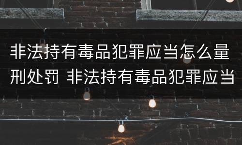 非法持有毒品犯罪应当怎么量刑处罚 非法持有毒品犯罪应当怎么量刑处罚
