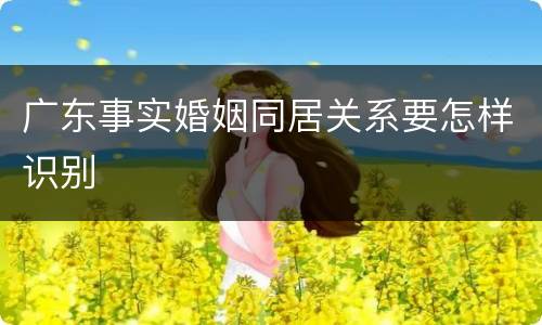 广东事实婚姻同居关系要怎样识别