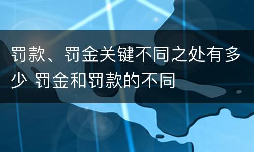 罚款、罚金关键不同之处有多少 罚金和罚款的不同