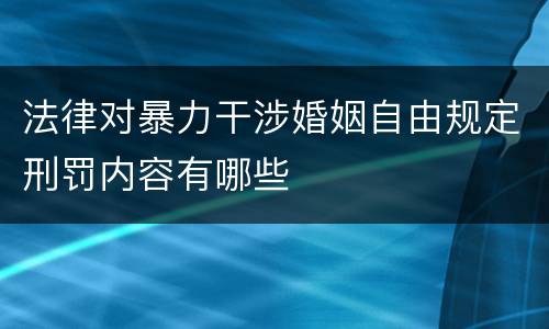 法律对暴力干涉婚姻自由规定刑罚内容有哪些