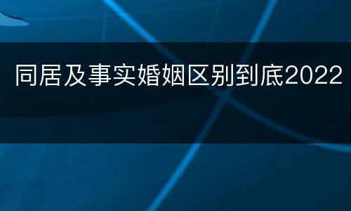 同居及事实婚姻区别到底2022