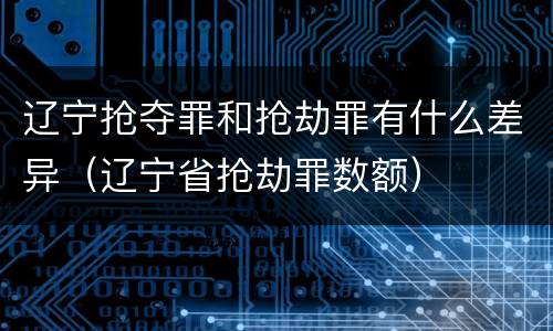 辽宁抢夺罪和抢劫罪有什么差异（辽宁省抢劫罪数额）