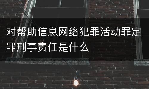 对帮助信息网络犯罪活动罪定罪刑事责任是什么