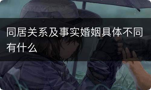 同居关系及事实婚姻具体不同有什么