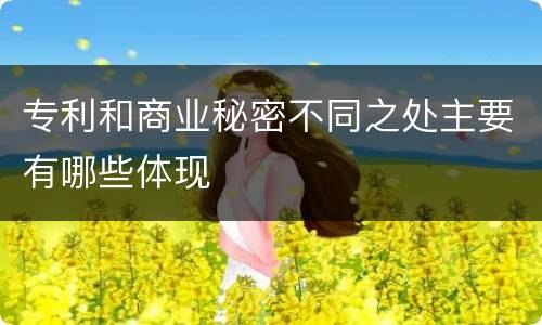 专利和商业秘密不同之处主要有哪些体现