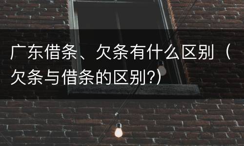 广东借条、欠条有什么区别（欠条与借条的区别?）