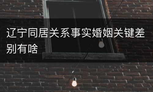 辽宁同居关系事实婚姻关键差别有啥
