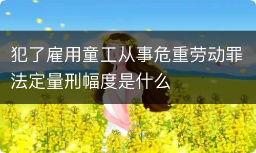 犯了雇用童工从事危重劳动罪法定量刑幅度是什么