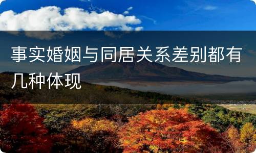 事实婚姻与同居关系差别都有几种体现