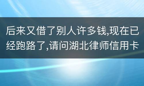 后来又借了别人许多钱,现在已经跑路了,请问湖北律师信用卡借钱不还会怎样呢