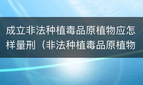 成立非法种植毒品原植物应怎样量刑（非法种植毒品原植物罪量刑）