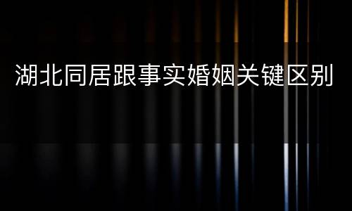湖北同居跟事实婚姻关键区别