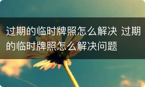 过期的临时牌照怎么解决 过期的临时牌照怎么解决问题