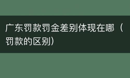 广东罚款罚金差别体现在哪（罚款的区别）