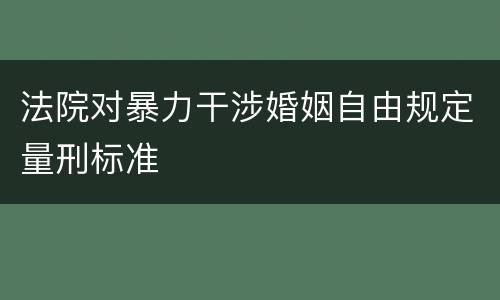 法院对暴力干涉婚姻自由规定量刑标准
