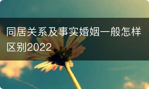 同居关系及事实婚姻一般怎样区别2022