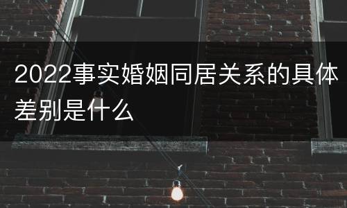 2022事实婚姻同居关系的具体差别是什么