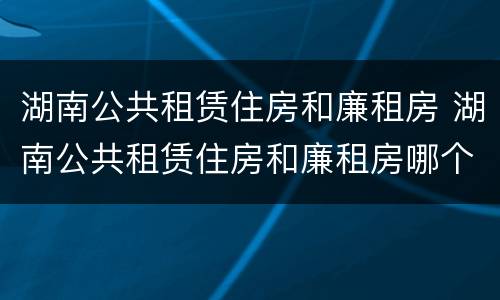 湖南公共租赁住房和廉租房 湖南公共租赁住房和廉租房哪个好