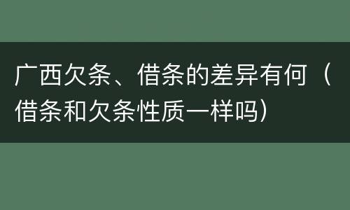 广西欠条、借条的差异有何（借条和欠条性质一样吗）