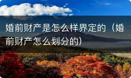 婚前财产是怎么样界定的（婚前财产怎么划分的）
