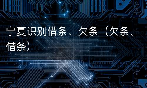 宁夏识别借条、欠条（欠条、借条）
