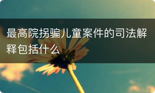 最高院拐骗儿童案件的司法解释包括什么