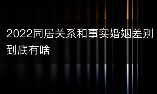 2022同居关系和事实婚姻差别到底有啥
